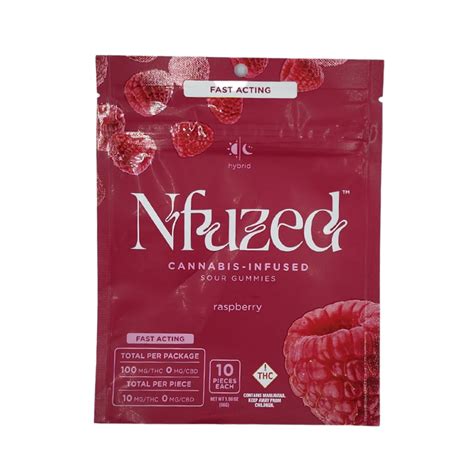 Fast Acting Raspberry 10pk 100mg Nfuzed Gummies Jane