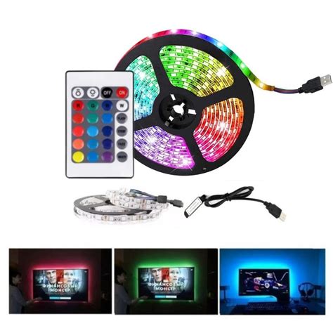 Fita Led Rgb Colorida M Cores Controle Shopee Brasil