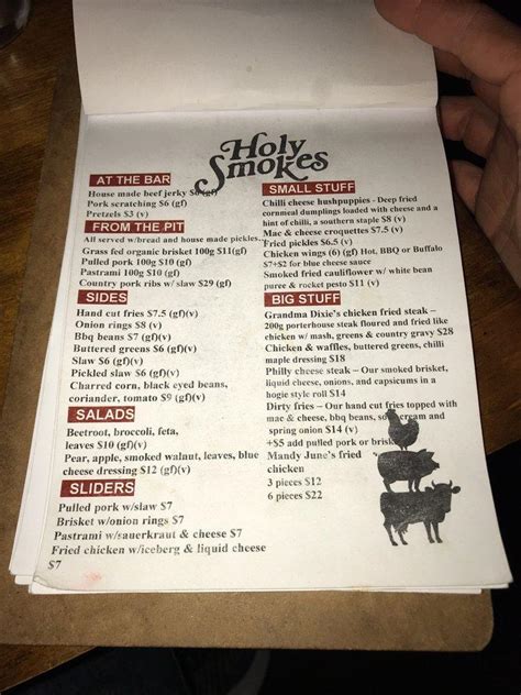 Menu At Holy Smokes Fremantle Pub And Bar Fremantle