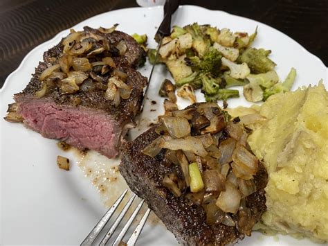 My first attempt at a real, fancy steak! Dry brined for 24 hours then ...