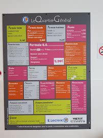 Le QG la Restauration Par E leclerc à Yvetot MENU CARTE