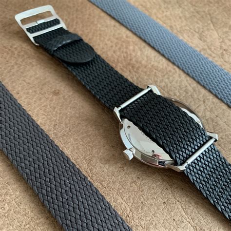 Eulit Perlon Watch Strap Kristall Black Golden Buckle