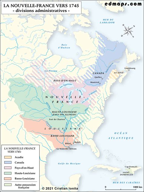 Carte de la Nouvelle-France vers 1745