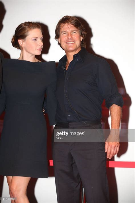 Actor Tom Cruise and Swedish actress Rebecca Ferguson attend the ...