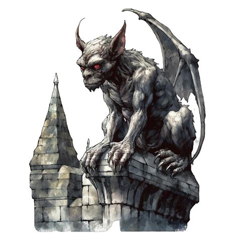 Premium AI Image | Gothic demon statue watercolor illustration