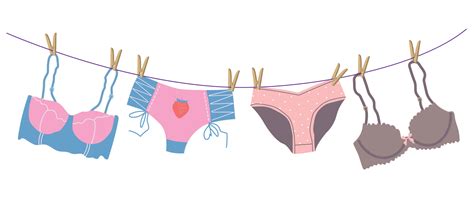 Women S Lingerie Sets Hang On A Rope The Underwear Is Dried After Washing Various Options For