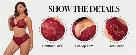 Makemechic Women S Plus Size Bra And Panty Sets Lace Piece Lingerie Sets Black Xl Amazon