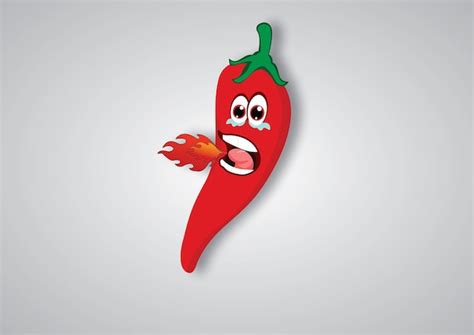 Premium Vector Vector Cartoon Illustration Of Red Hot Spicy Chili With Flame