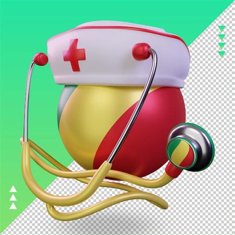 Premium PSD 3d Nurse Day Republic Congo Flag Rendering Right View