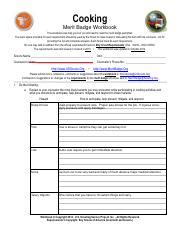 Bsa Cooking Merit Badge Worksheets