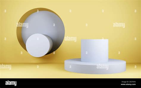 3d Render Composition With Circle And Cylinder 3d Rendering Stock