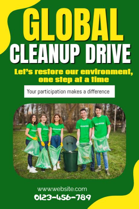 green illustrative global clean  drive poster template postermywall