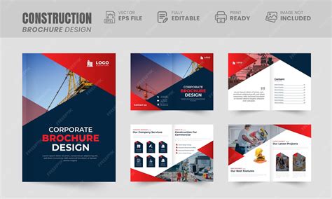 premium vector construction brochure template  pages