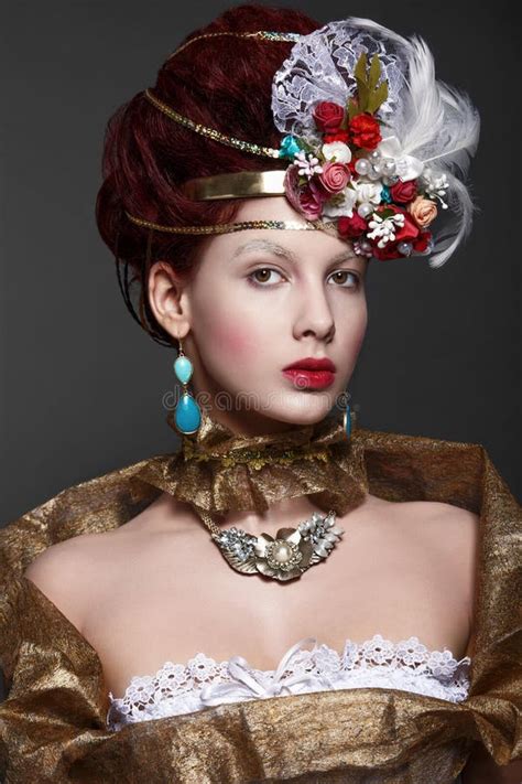 Model In Historical Look Stock Photo Image Of Earrings 73131140