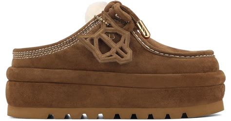 Naked Wolfe Suede Slip On Shearling Shoes In Brown Lyst