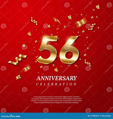 56th Anniversary Celebration Golden Number 56 Stock Vector