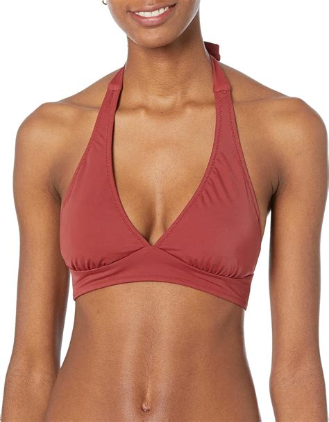 Amazon Amazon Essentials Women S Light Support Tie Halter Bikini Swimsuit Top Available In