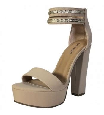 Women S High Chunky Heel Platform Sandal With Double Ankle Strap Nude Nubuck Pu C YDRG G