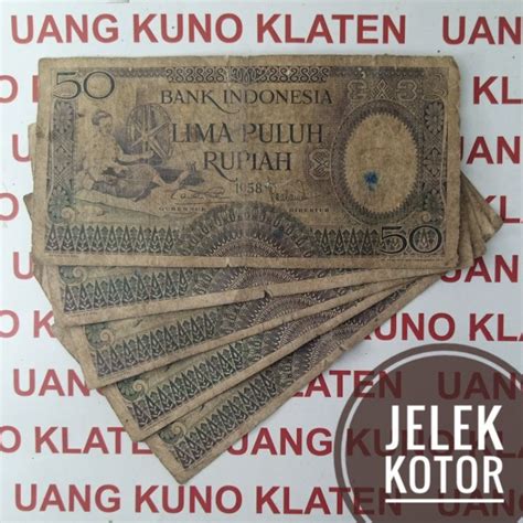 Jual Jelek Asli 50 Rupiah Pekerja Tahun 1958 Rp Uang Kertas Kuno Duit