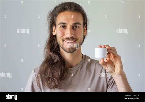 Long Hair Man Face Care Stock Photo Alamy