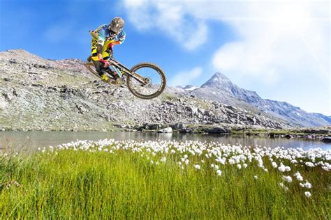 Downhill with mtb stock image. Image of outdoor, nature - 169963137