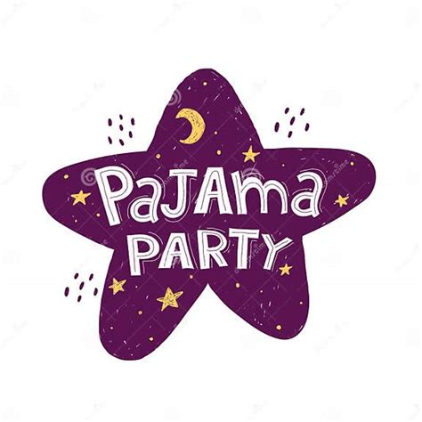 Pajama Party Hand Drawing Lettering With Decoration Elements On A