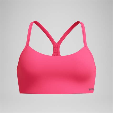 Women S Solid Racerback Bikini Top Pink Speedo UK