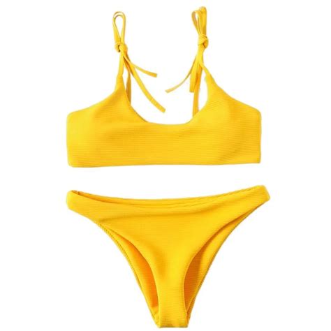 Aliexpress Buy High Waist Women Solid Sexy Solid Swimsuit Sling Bikini Bathing Bow