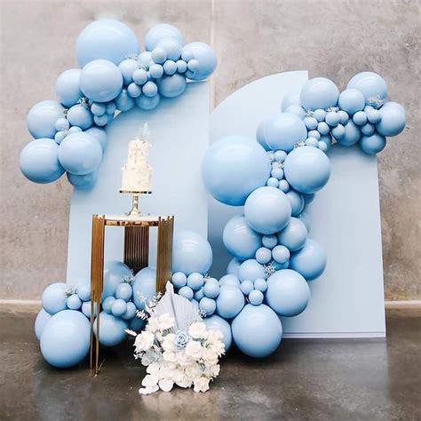 Pastel Blue Balloons Latex Party Balloons 10inch 5inch 70pcs Macaron