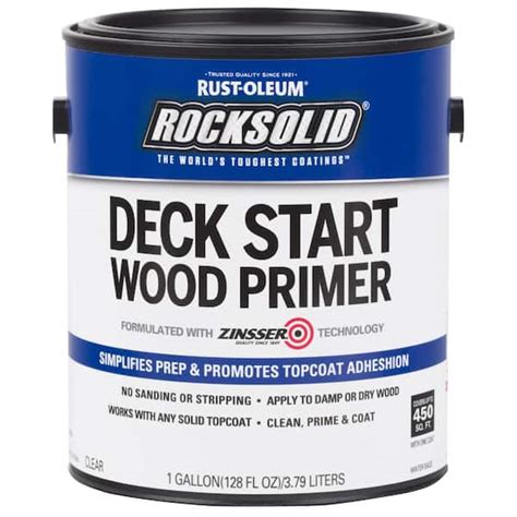 Rust Oleum Rocksolid 1 Gal Deck Start Exterior Wood Primer Clear 312283 The Home Depot