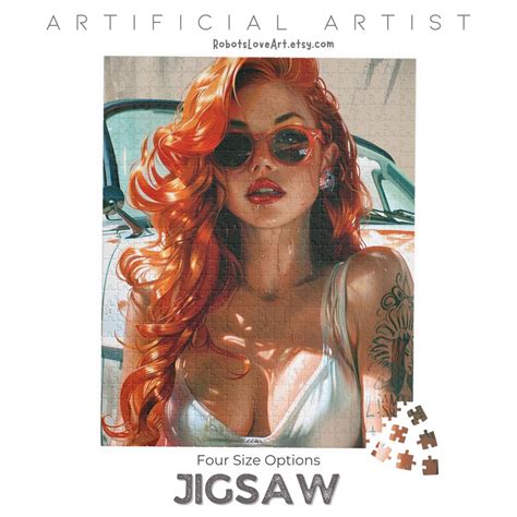 Red Hot Red Headed Pinup Calendar Girl Jigsaw Puzzle Intricate Puzzle Gift Puzzle Lover Puzzle