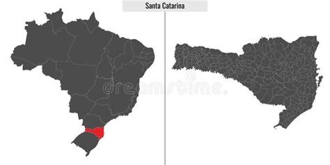 Map Of Santa Catarina State Of Brazil Stock Vector Illustration Of