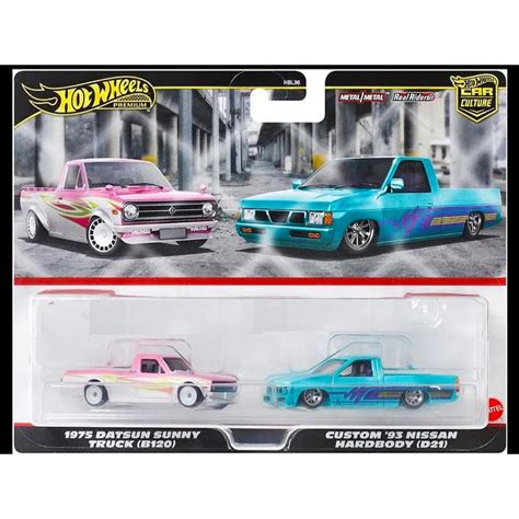 Hot Wheels Premium Car Culture 2 Pack Nissan Trucks 1975 Datsun Sunny Truck B120 Custom 93