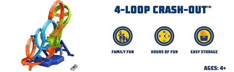 Amazon Hot Wheels Track Set With Loops Way Crash Zone Motorized Booster Folds For