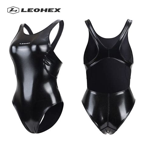 LEOHEX Women Sexy Glitter Oil Swimwear One Piece High Cut Bathing Suits ...
