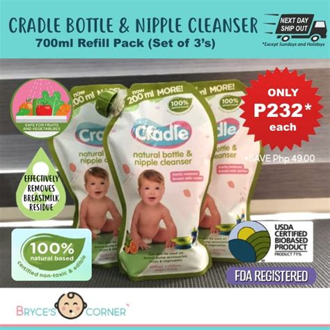 cradle natural bottle  nipple cleanser ml refill pack set