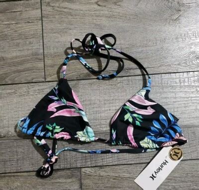 Hurley Women S Standard Solid Itsy Bitsy Bikini Top Sz M Lost Paradise