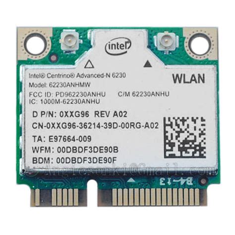 intel centrino advanced-n 62230ANHMW 6230 Wireless+ BLUETOOTH 3.0 WiFi ...