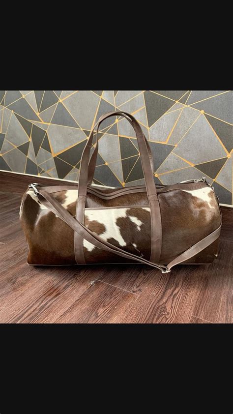 Cowhide Duffle Bag Cowhide Weekender Duffle Bag Handmade Leather