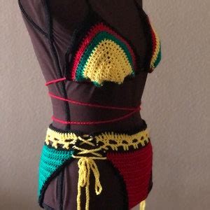 Jamaica Crochet Bikini Set Crochet Bralette Halter Crop Top Etsy