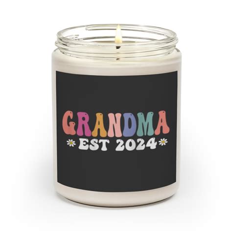 Grandma Est 2024 Groovy Grandma To Be New Grandma Pregnancy Scented Candles Sold By