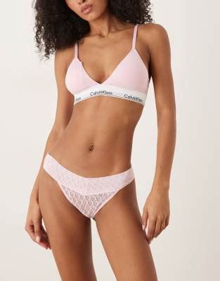 Braguitas De Bikini Rosas De Talle Bajo Modern Lace De Calvin Klein Asos