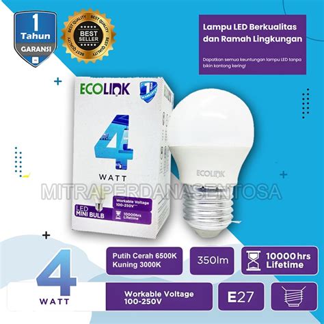 Jual Ecolink Lampu Led Bulb Bohlam Watt Putih K Kuning K