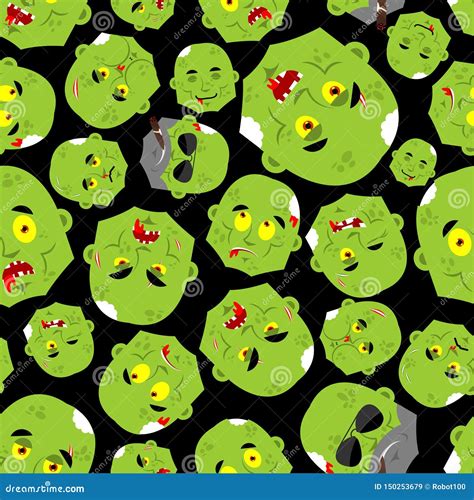 Zombie Face Pattern Seamless Zombies Head Background Stock Vector