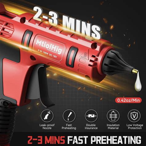 100W Hot Glue Gun Compatible With Milwaukee 18V Battery Wireless