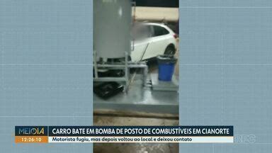 Meio Dia Paraná Noroeste Carro bate em bomba de posto de