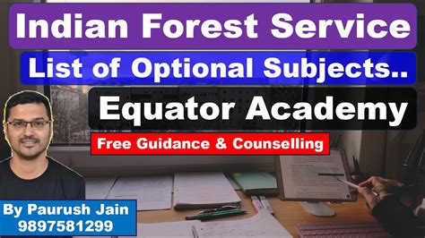 Indian Forest Service Exam IFoS Prelims 2025 List Of Optional