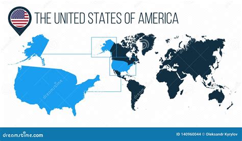 O Mapa Dos Eua Do Estados Unidos Da Am Rica Situado Em Um Mapa Do Mundo