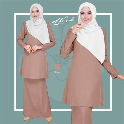 Baju Kurung Moden Warna Coklat Dark Plum Nude Shopee Malaysia