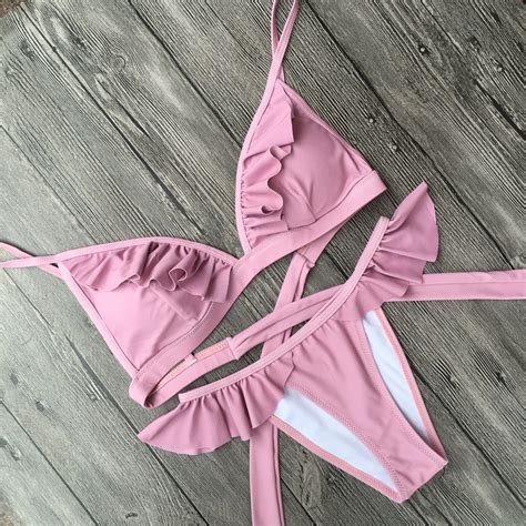 Bikini 2017 Swimwear Women Swimsuit Maillot De Bain Femme Lotus Leaf Bathing Suit Women Bikini